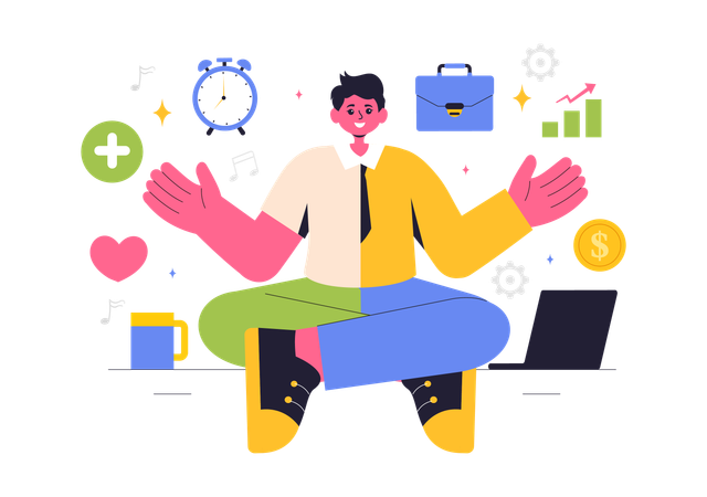 Businessman doing multitasking jobs  Illustration