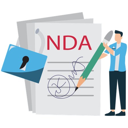 Businessman doing Non-Disclosure Agreement Signing  Illustration