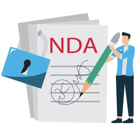 Businessman doing Non-Disclosure Agreement Signing  Illustration