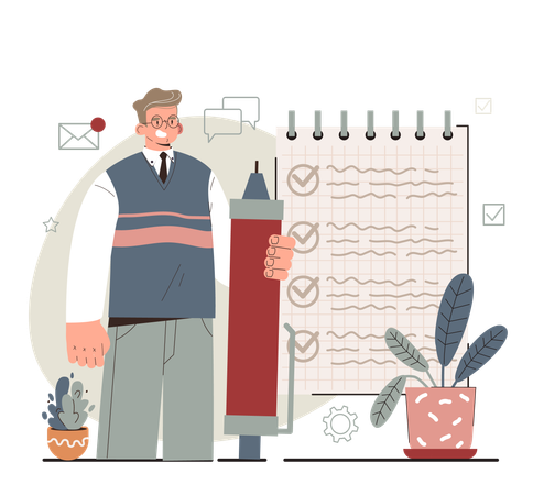 Businessman doing Note down tasks  Illustration