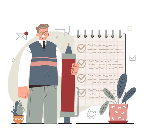 Businessman doing Note down tasks  Illustration