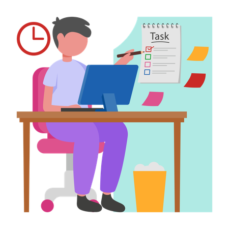 Businessman doing Office Task  Illustration