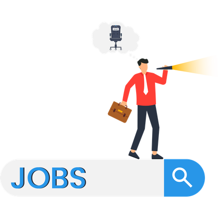 Businessman doing on job search  Illustration