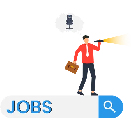 Businessman doing on job search  Illustration