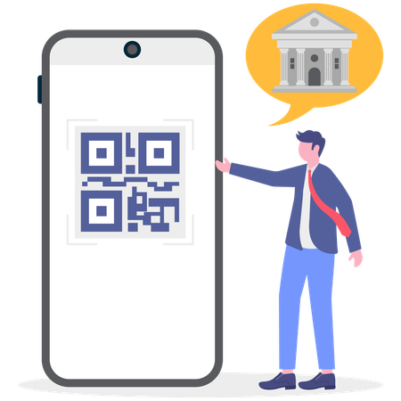 Businessman doing online banking  Illustration