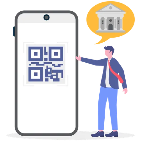 Businessman doing online banking  Illustration