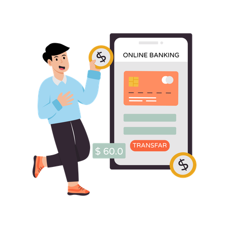 Businessman doing Online Banking Transaction  Illustration