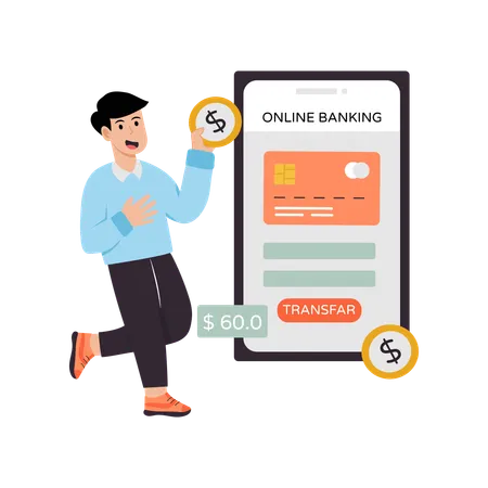 Businessman doing Online Banking Transaction  Illustration