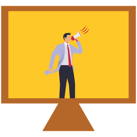 Businessman doing online blood donation announcement  Illustration