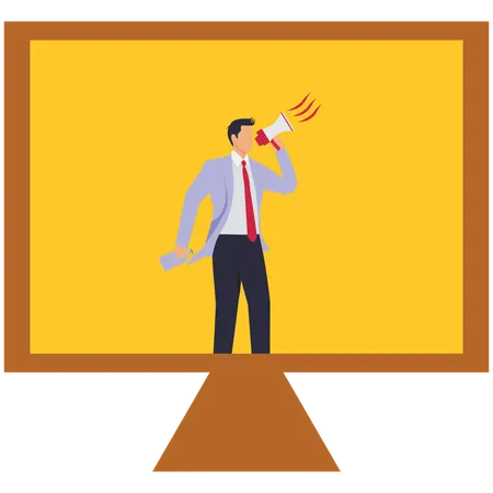 Businessman doing online blood donation announcement  Illustration