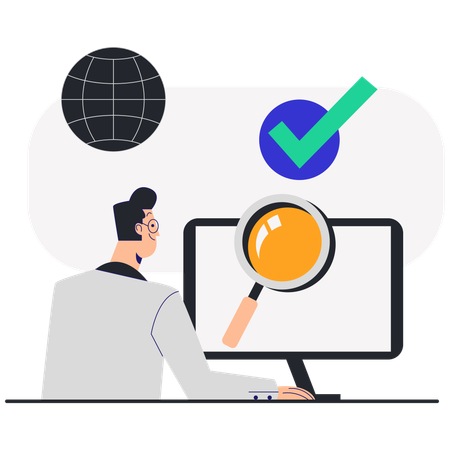 Businessman doing online browsing  Illustration