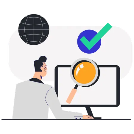 Businessman doing online browsing  Illustration