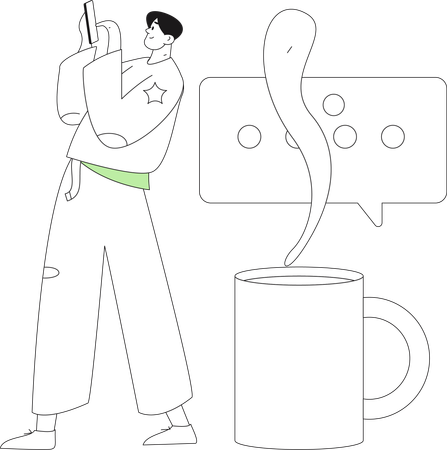 Businessman doing online chatting  Illustration