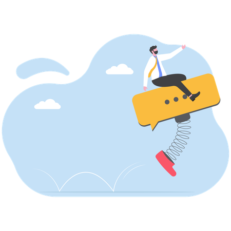 Businessman doing online communication  Illustration