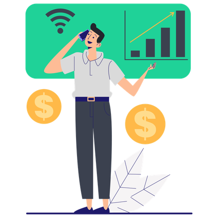 Businessman doing online consulting  Illustration