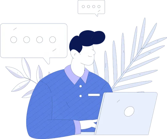 Businessman doing online conversation  Illustration