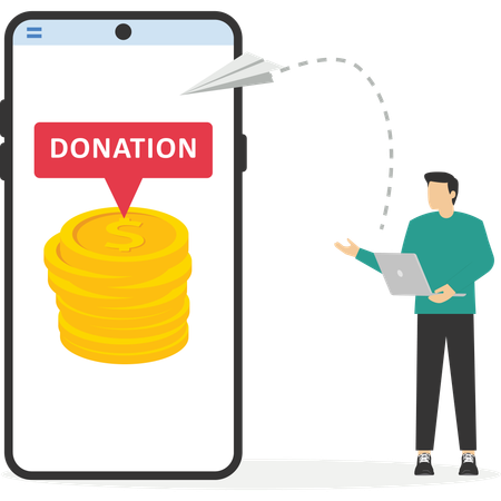 Businessman doing online donation  Illustration