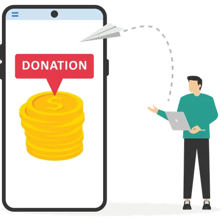 Businessman doing online donation  Illustration