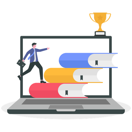 Businessman doing online education  Illustration