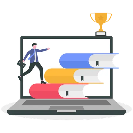 Businessman doing online education  Illustration