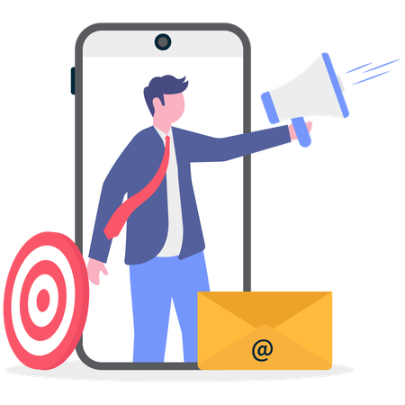 Businessman doing online Email marketing  Illustration