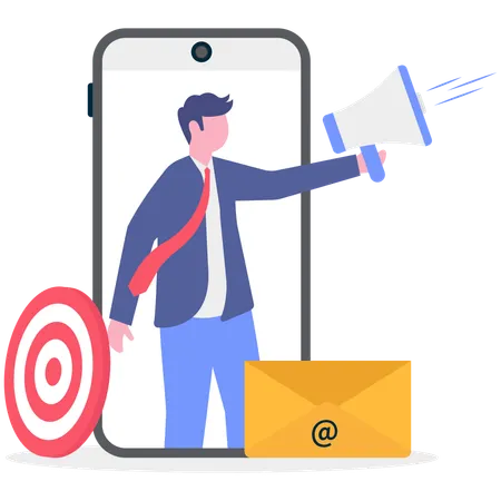Businessman doing online Email marketing  Illustration