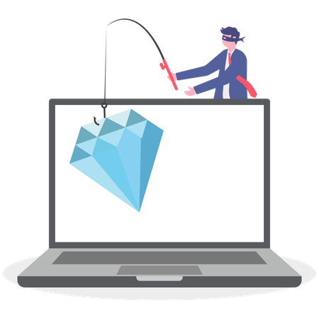 Businessman doing online fishing  Illustration
