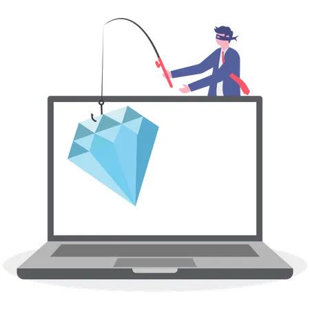Businessman doing online fishing  Illustration