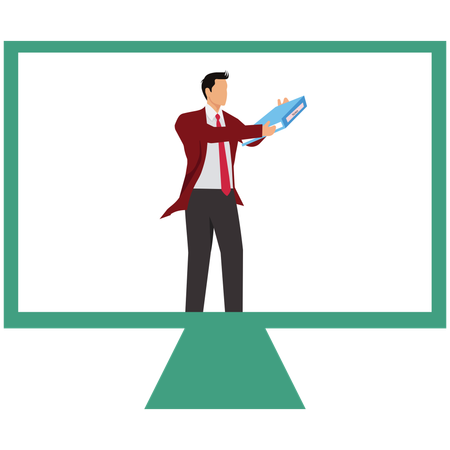 Businessman doing Online learning  Illustration