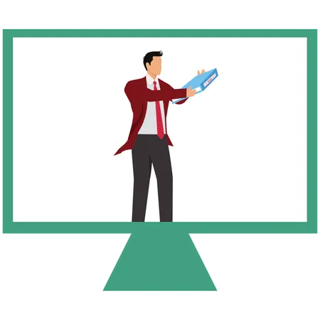 Businessman doing Online learning  Illustration