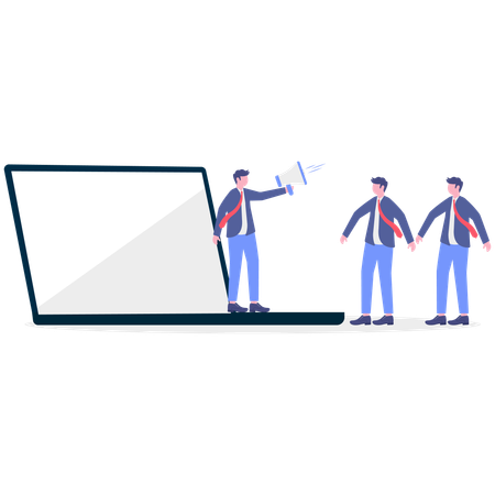 Businessman doing online marketing  Illustration