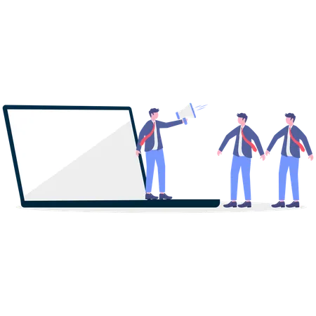 Businessman doing online marketing  Illustration