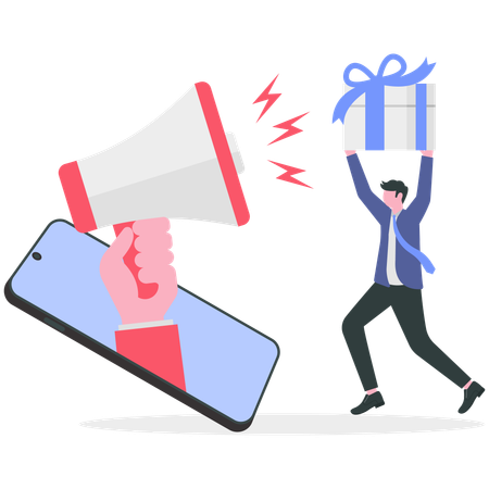 Businessman doing online marketing  Illustration