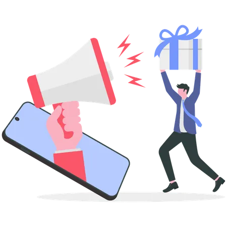 Businessman doing online marketing  Illustration