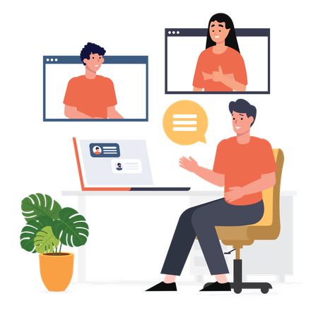 Businessman doing online meeting  Illustration