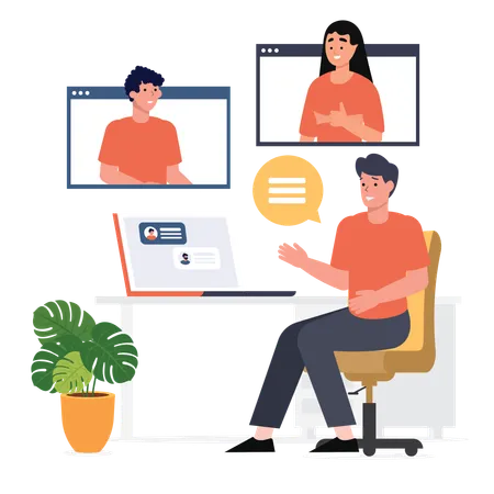 Businessman doing online meeting  Illustration