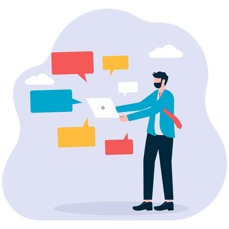 Businessman doing online meeting  Illustration