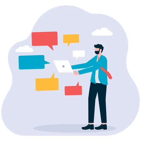 Businessman doing online meeting  Illustration