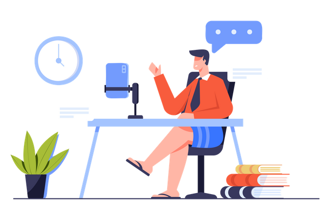 Businessman doing online meeting  Illustration