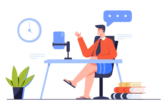 Businessman doing online meeting  Illustration