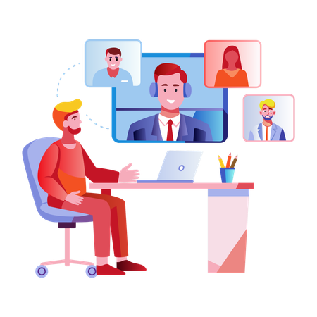 Businessman doing online meeting  Illustration