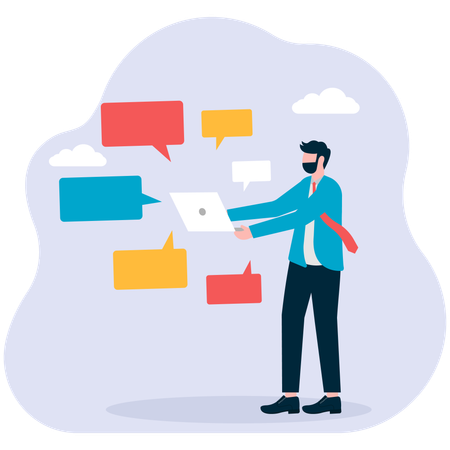 Businessman doing online meeting  Illustration