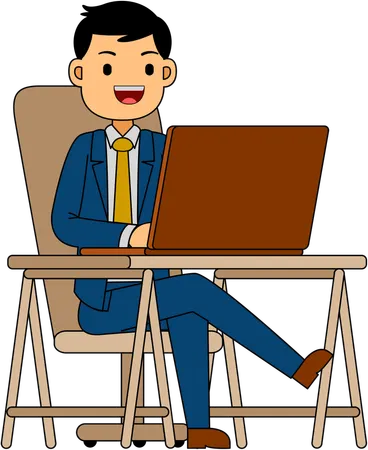 Businessman doing online meeting on laptop  Illustration
