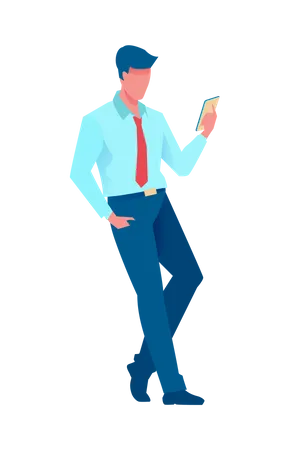 Businessman doing online meeting on mobile Illustration