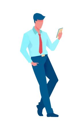 Businessman doing online meeting on mobile  Illustration