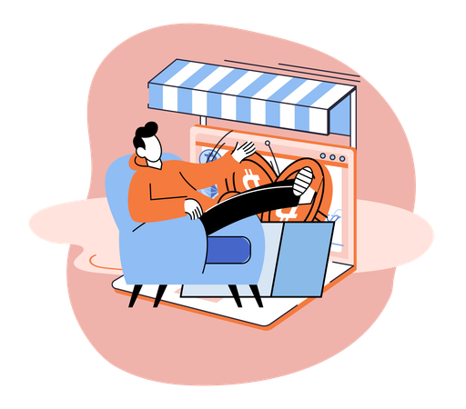 Businessman doing Online payment  for bitcoin trade  Illustration