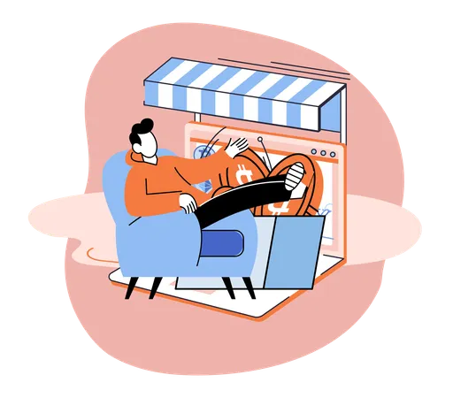Businessman doing Online payment  for bitcoin trade  Illustration