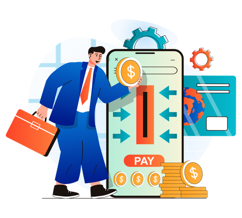 Businessman doing online payment  Illustration