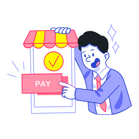 Businessman doing Online Payment  Illustration