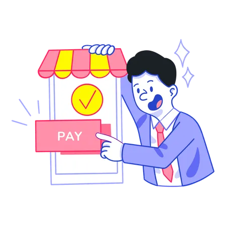 Businessman doing Online Payment  Illustration